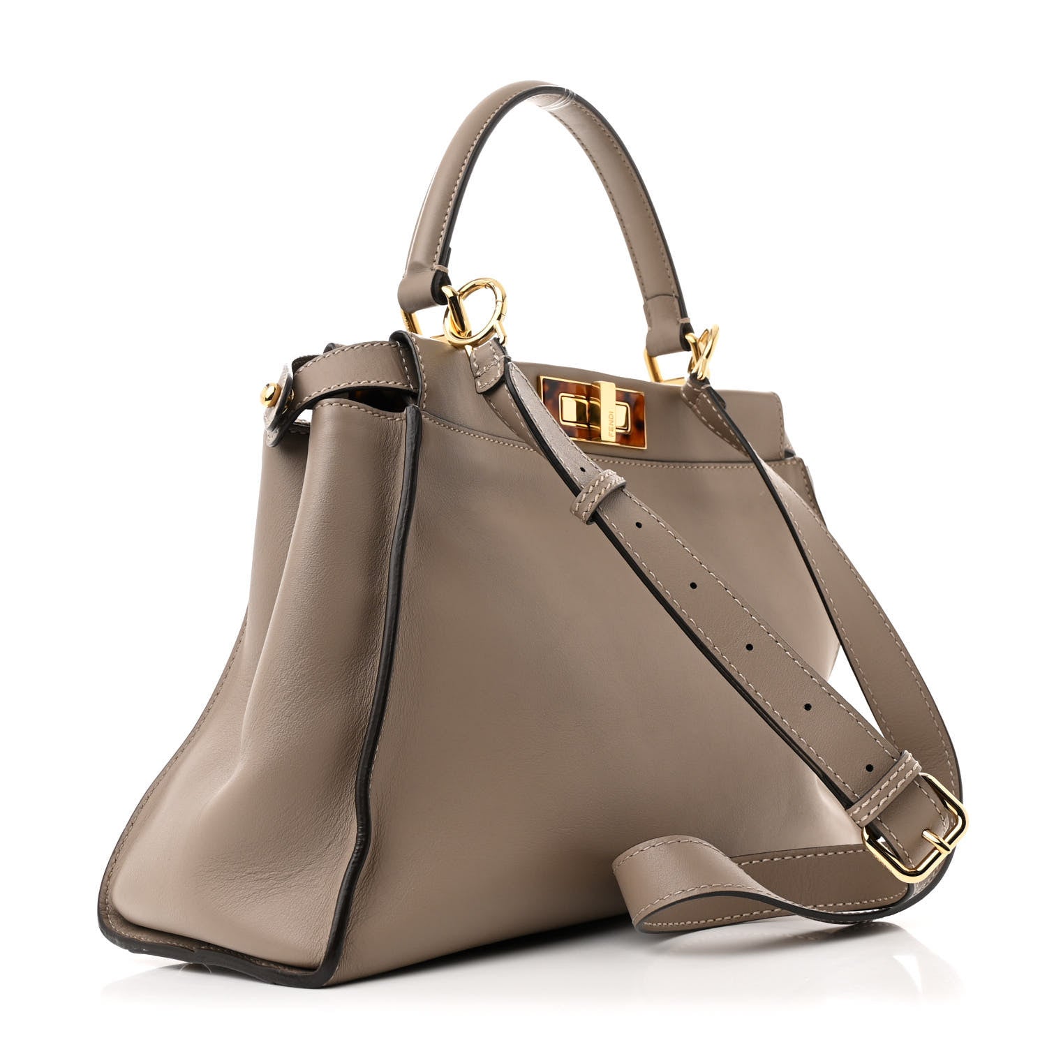 Vitello Seta Shiny Nappa Plexiglass Medium Peekaboo I SEE U Satchel Tortora