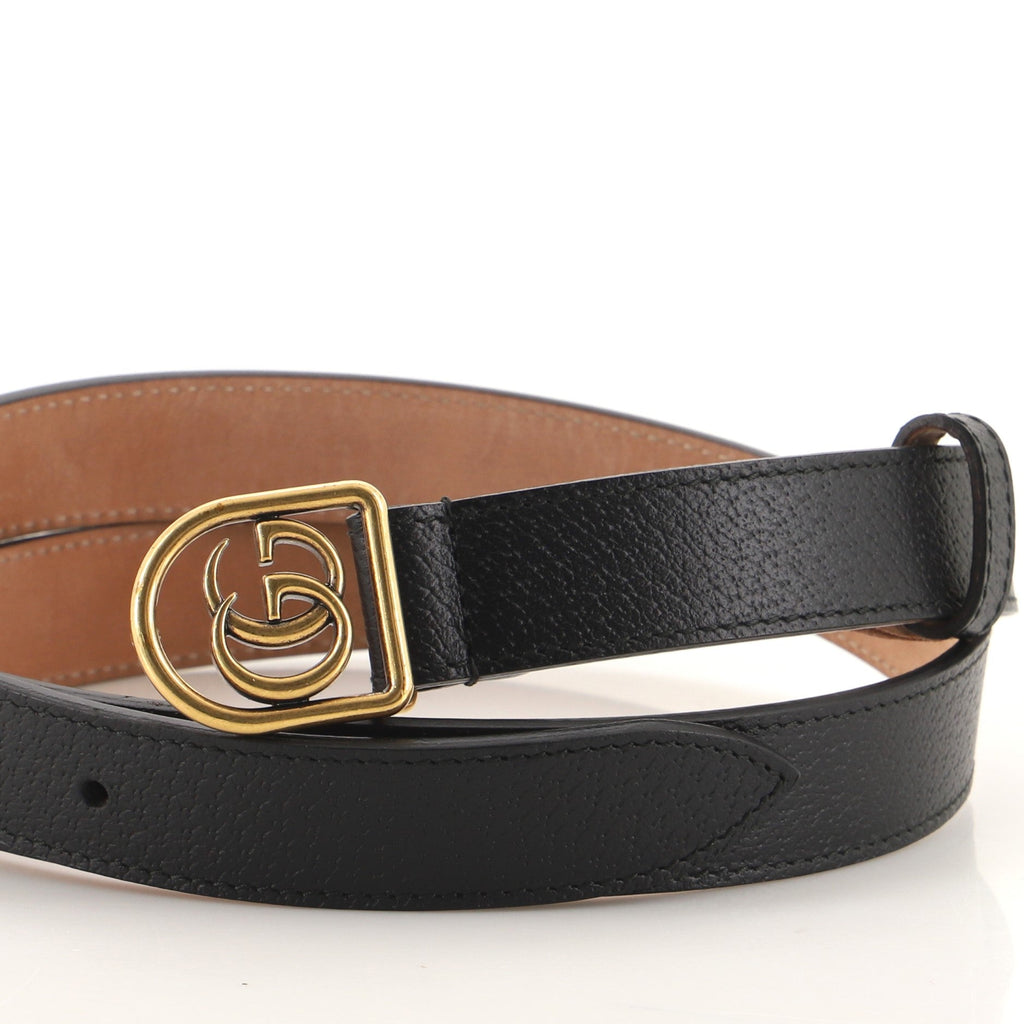 Framed GG Round Buckle Belt Leather Medium 95