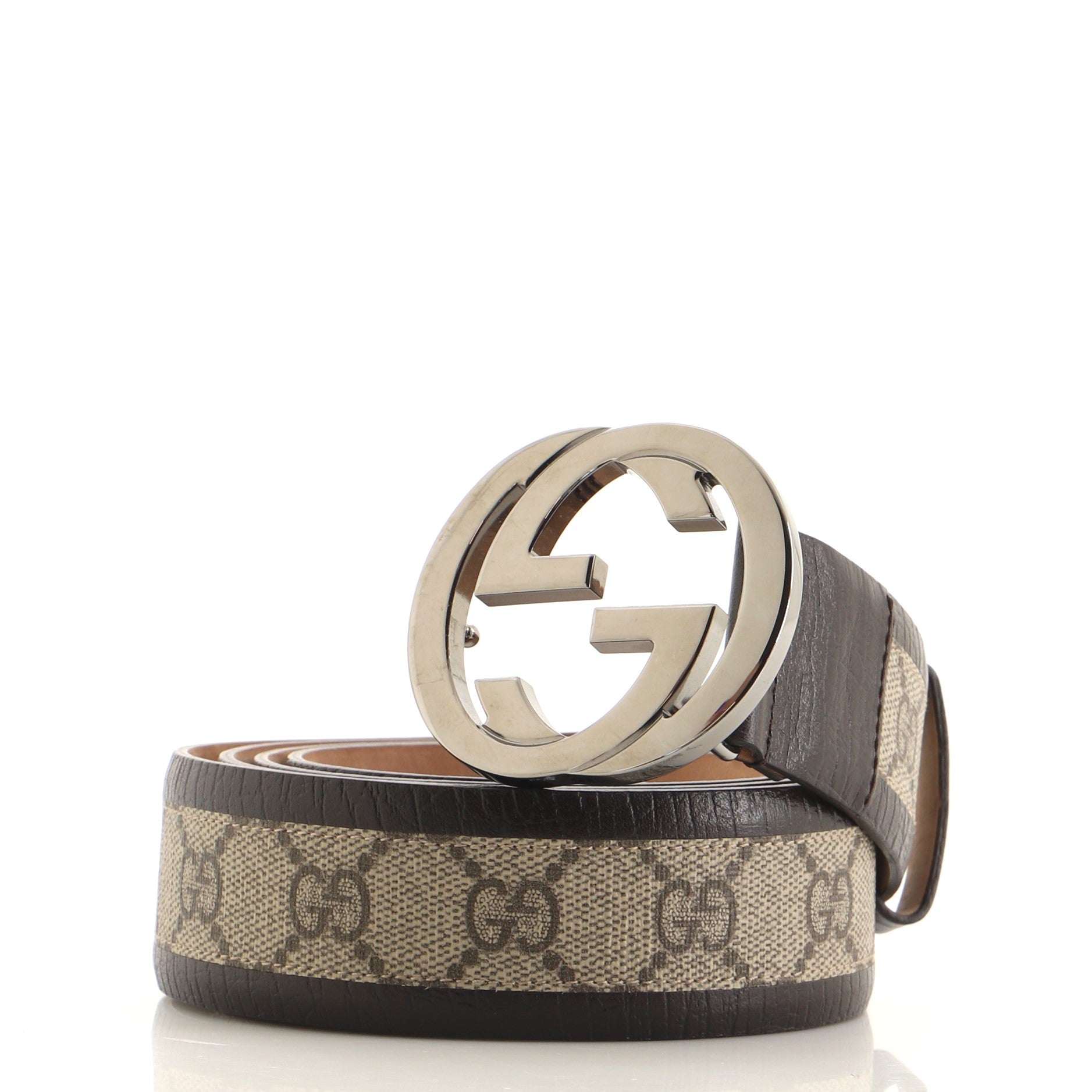 Interlocking G Belt GG Canvas with Leather Wide 115