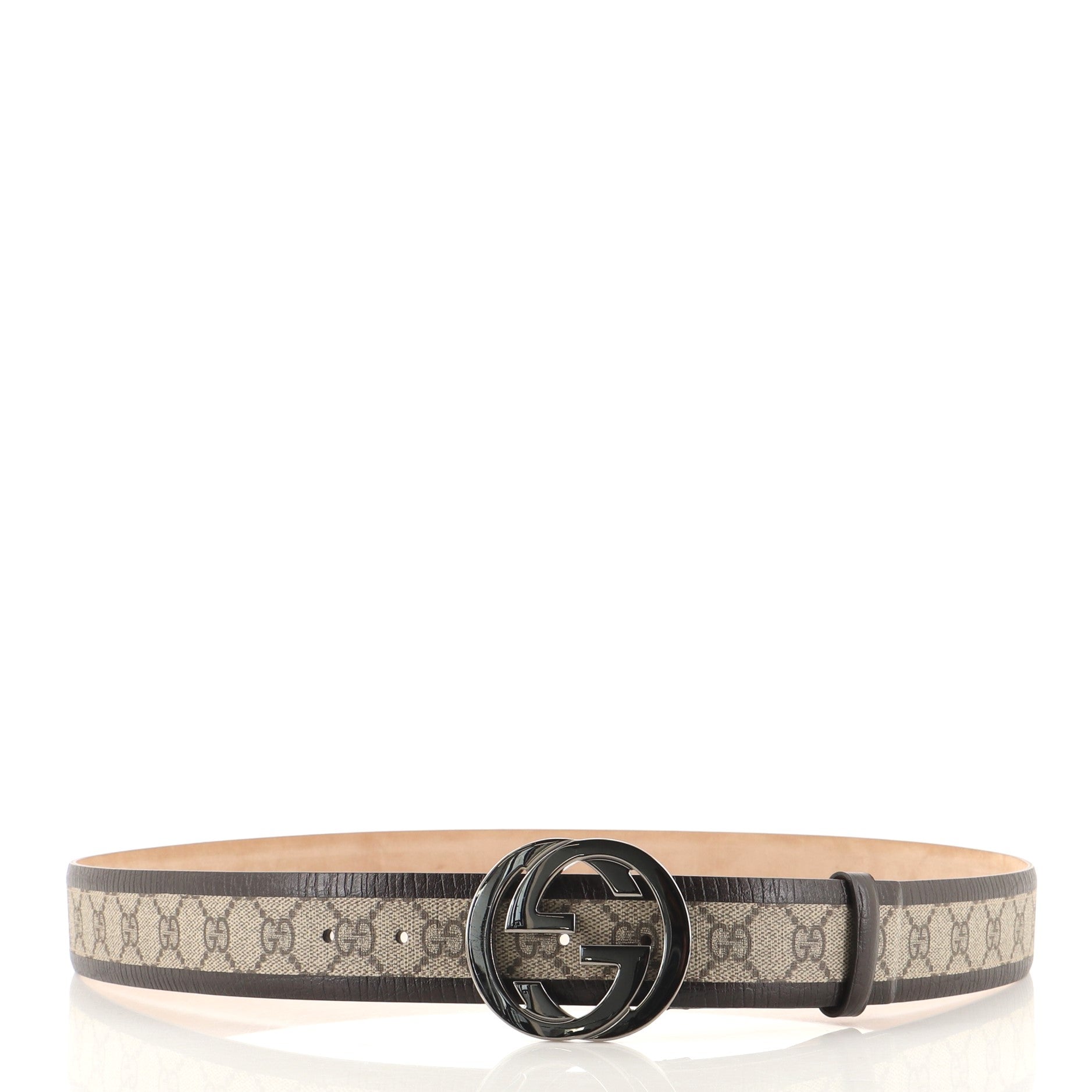 Interlocking G Belt GG Canvas with Leather Wide 115