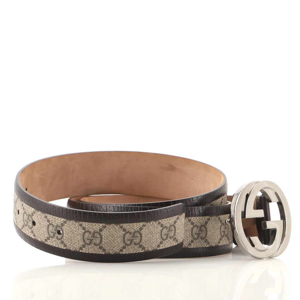 Interlocking G Belt GG Canvas with Leather Wide 115