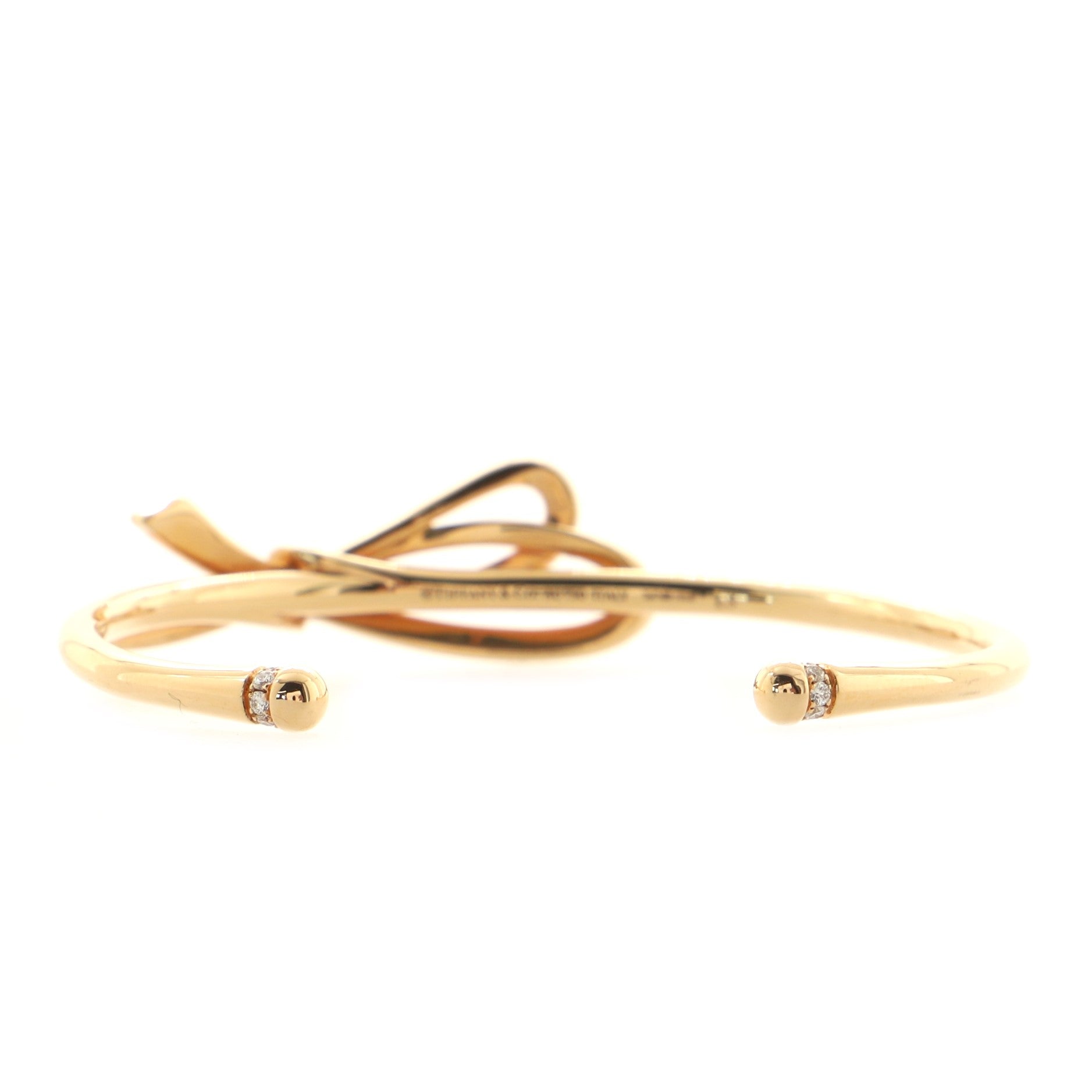 Bow Knot Cuff Bracelet 18K Rose Gold with Diamonds Medium