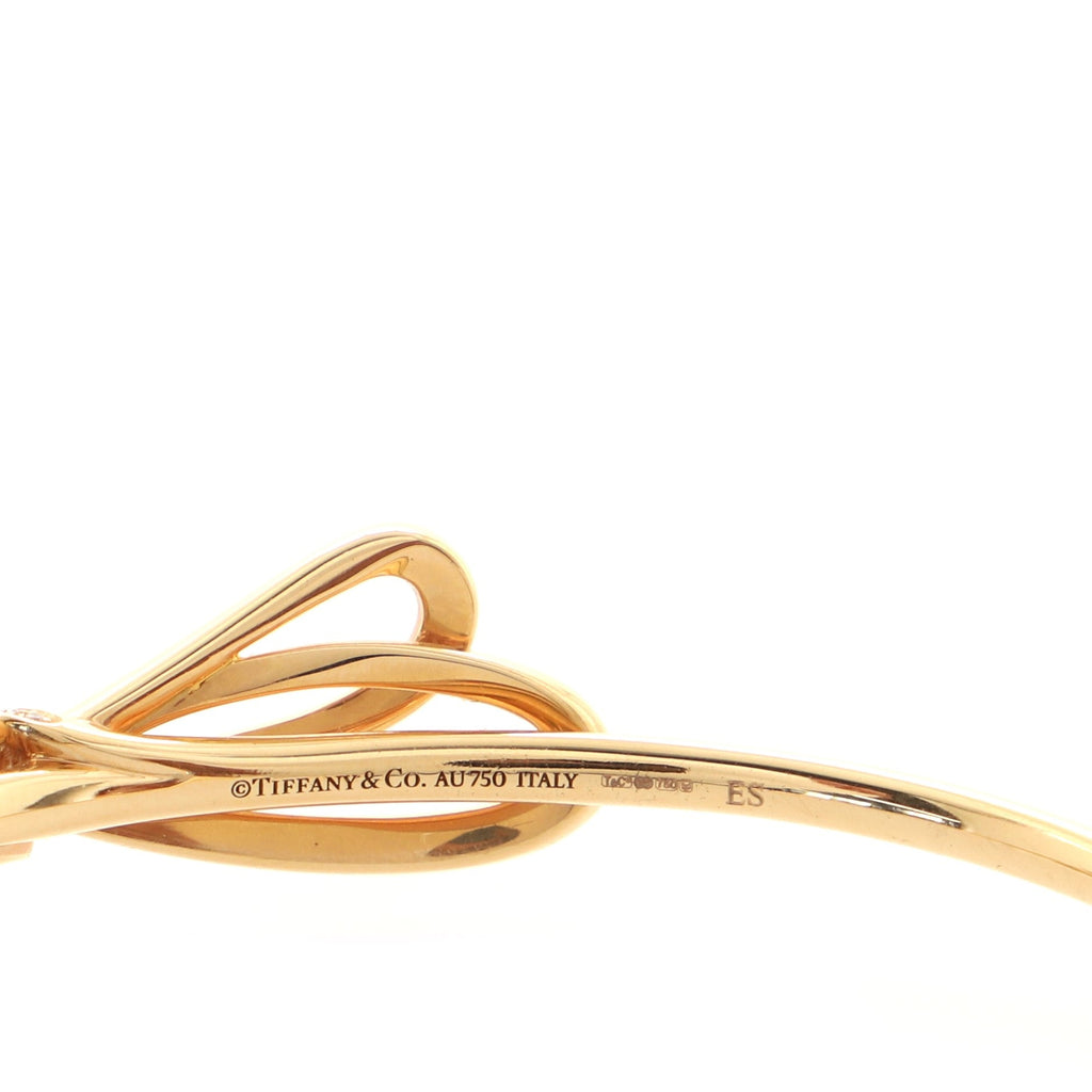 Bow Knot Cuff Bracelet 18K Rose Gold with Diamonds Medium