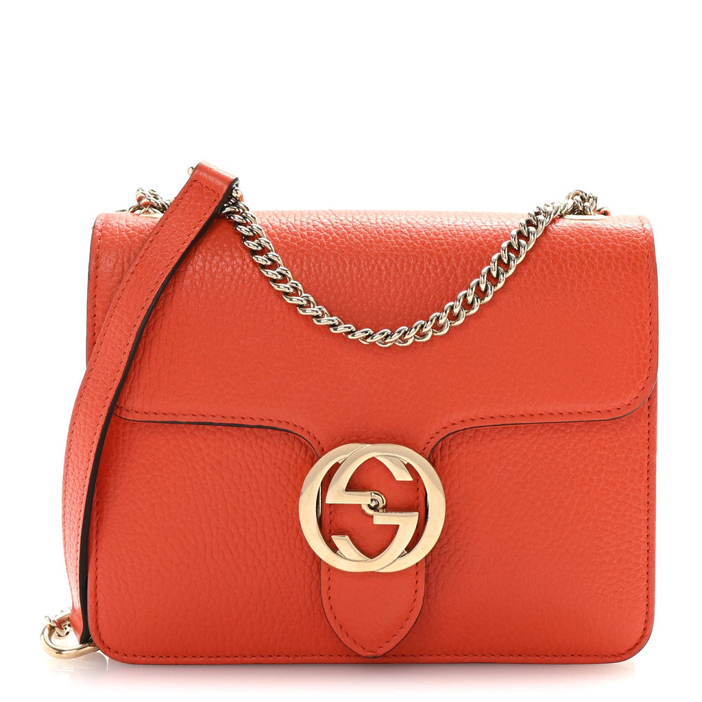 Dollar Calfskin Small Interlocking G Shoulder Bag Sun Orange