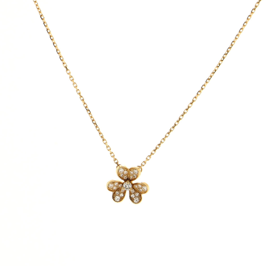 Frivole Pendant Necklace 18K Yellow Gold with Pave Diamonds Mini