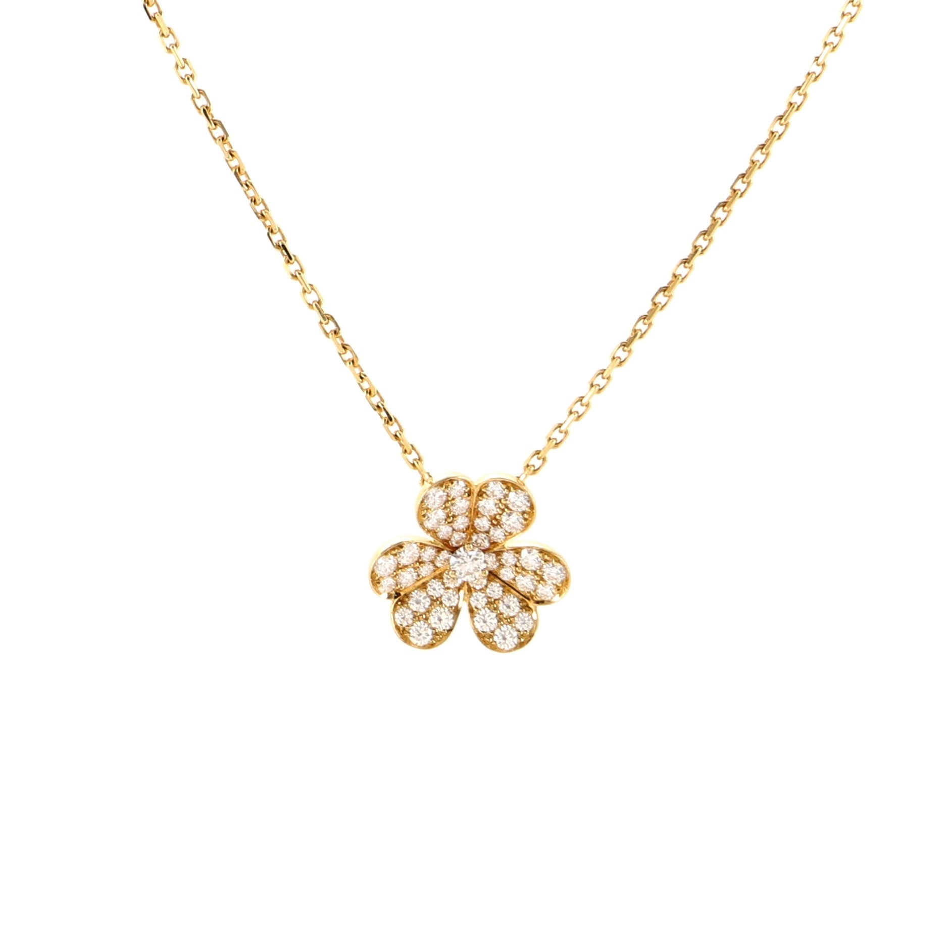 Frivole Pendant Necklace 18K Yellow Gold with Pave Diamonds Small