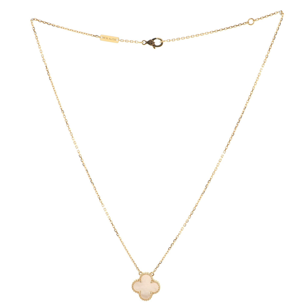 Vintage Alhambra Pendant Necklace 18K Yellow Gold and Mother of Pearl