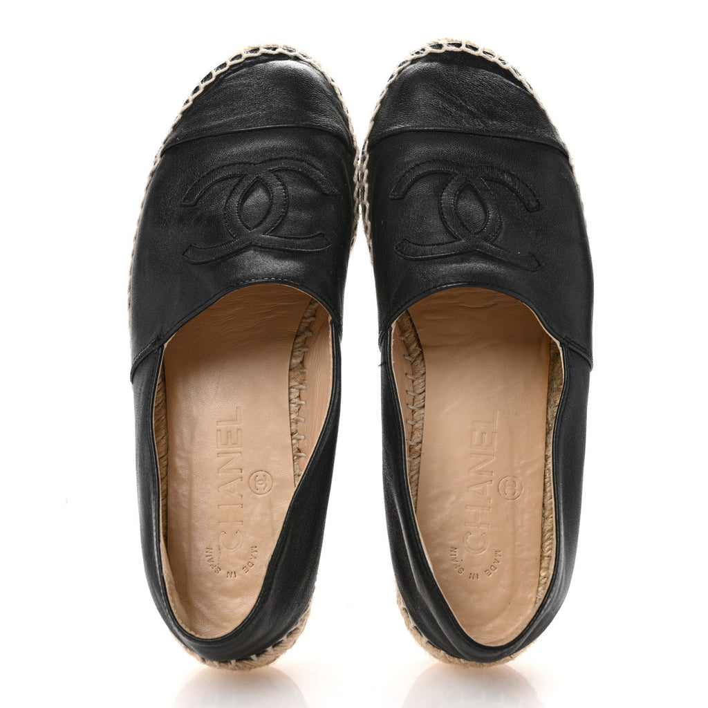 Lambskin CC Espadrilles 37 Black