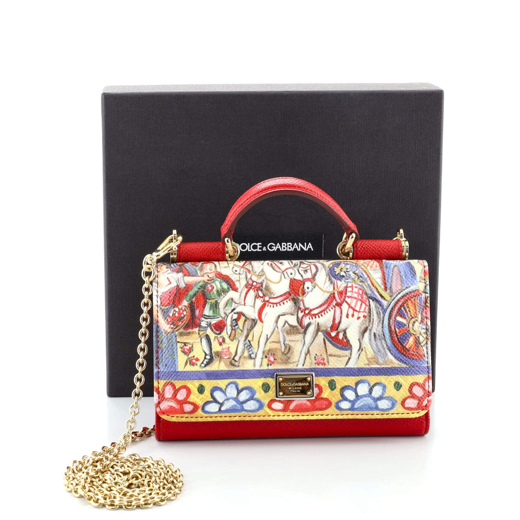 Sicily Wallet on Chain Printed Leather Mini