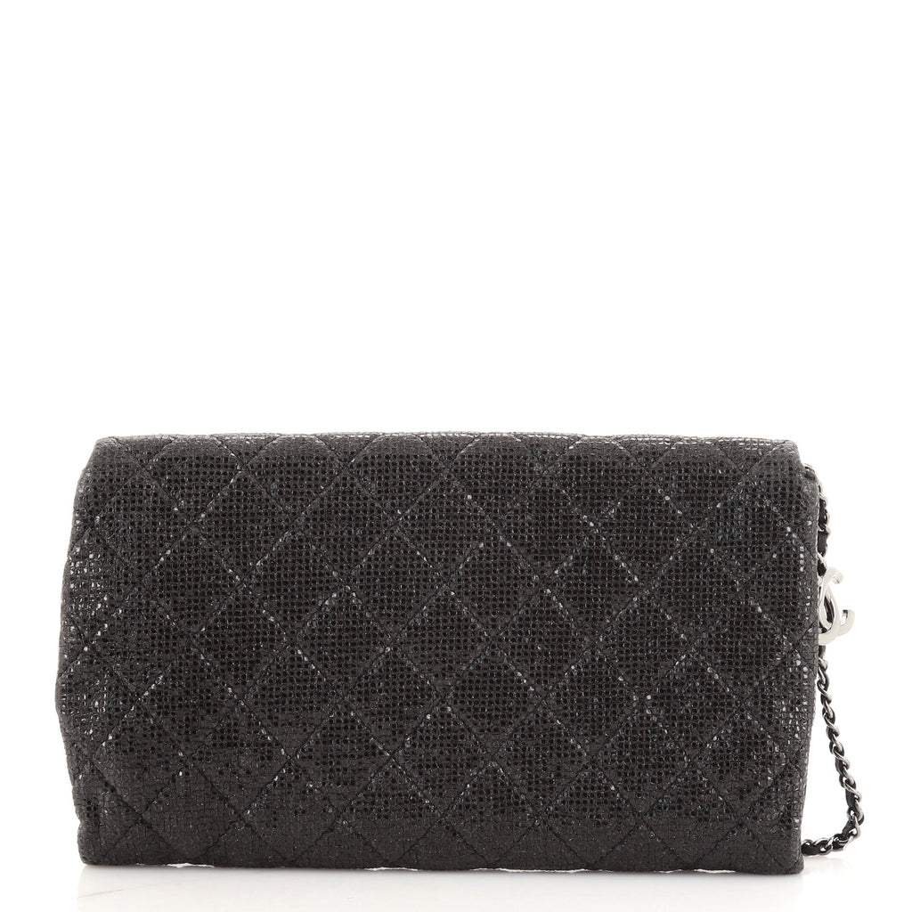Chain Clutch Quilted Glittered Calfskin