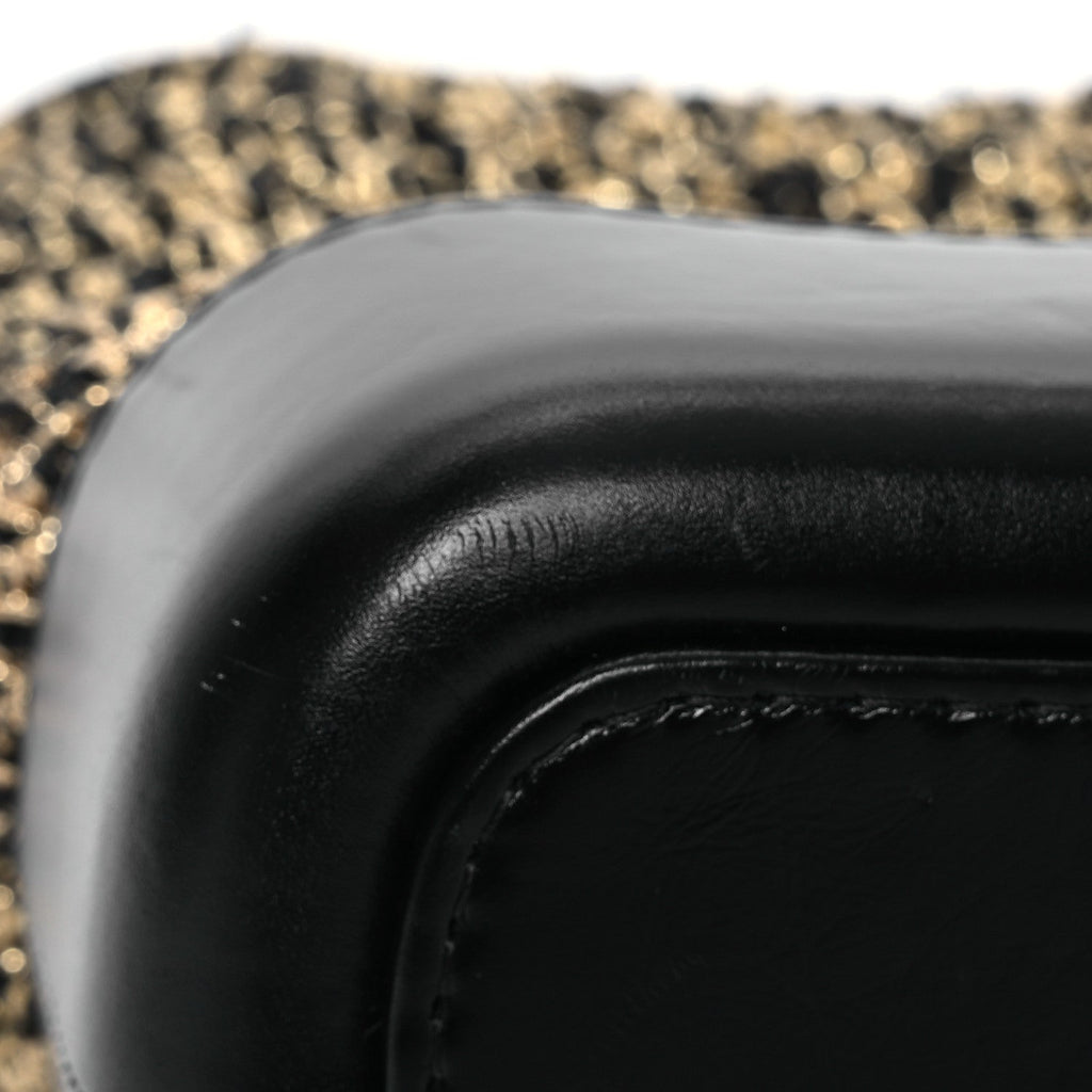 Tweed Calfskin Quilted Small Gabrielle Hobo Black Gold