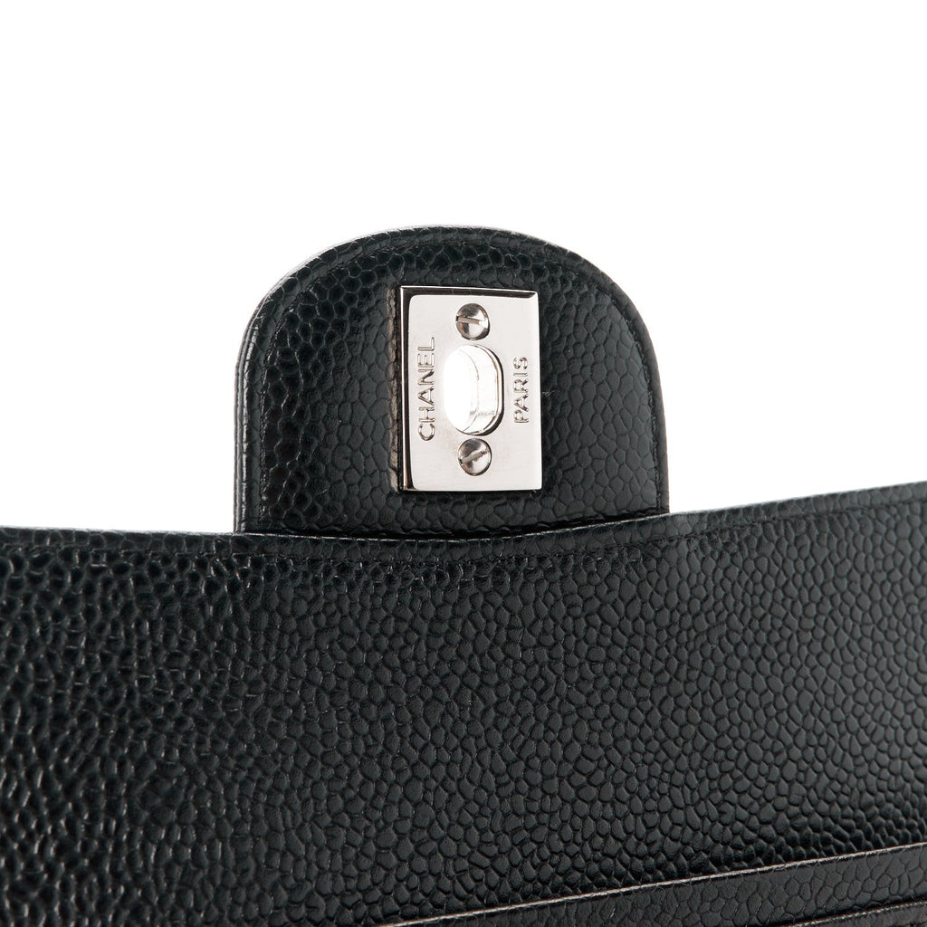 Caviar Quilted Medium Double Flap Black
