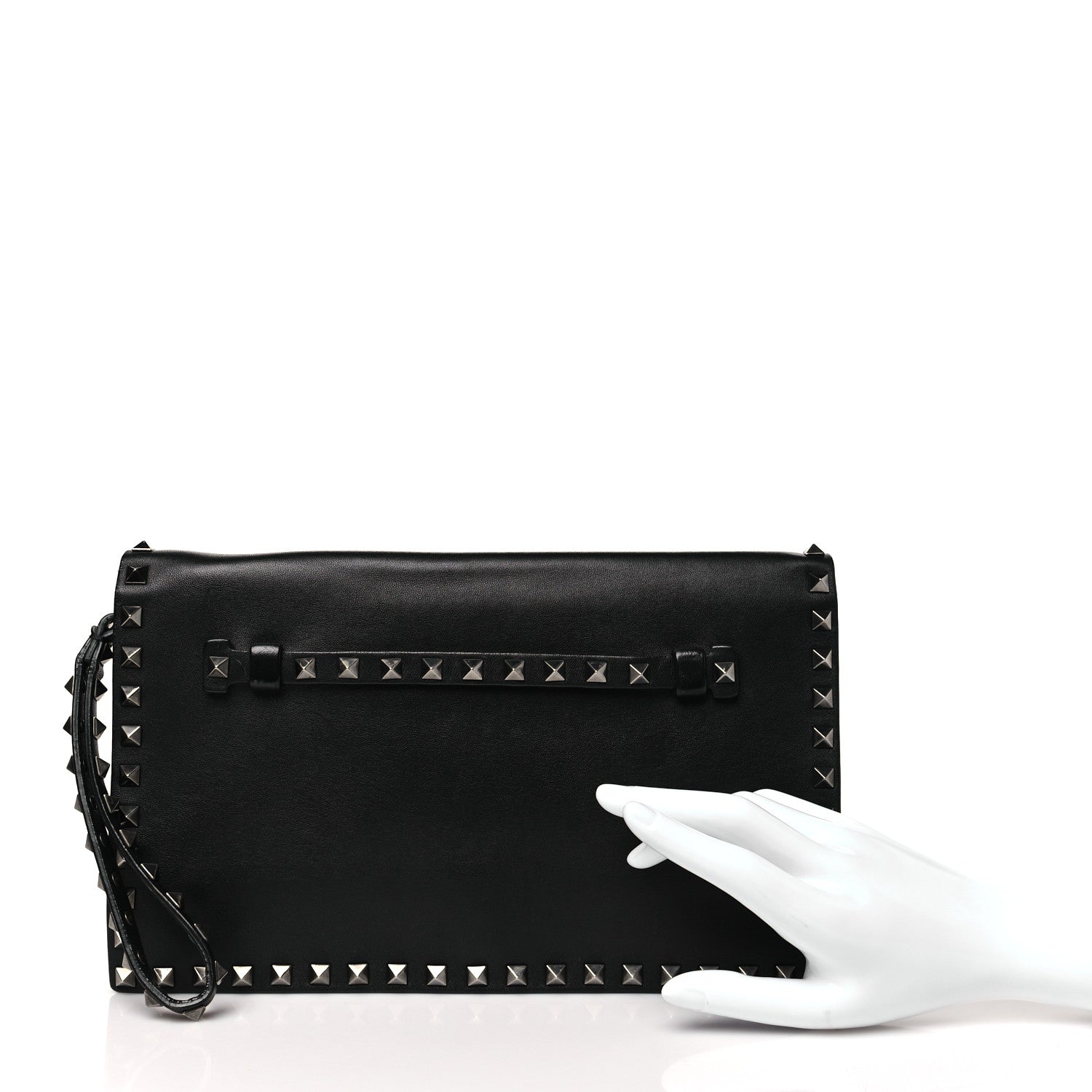 Nappa Rockstud Wristlet Clutch Black
