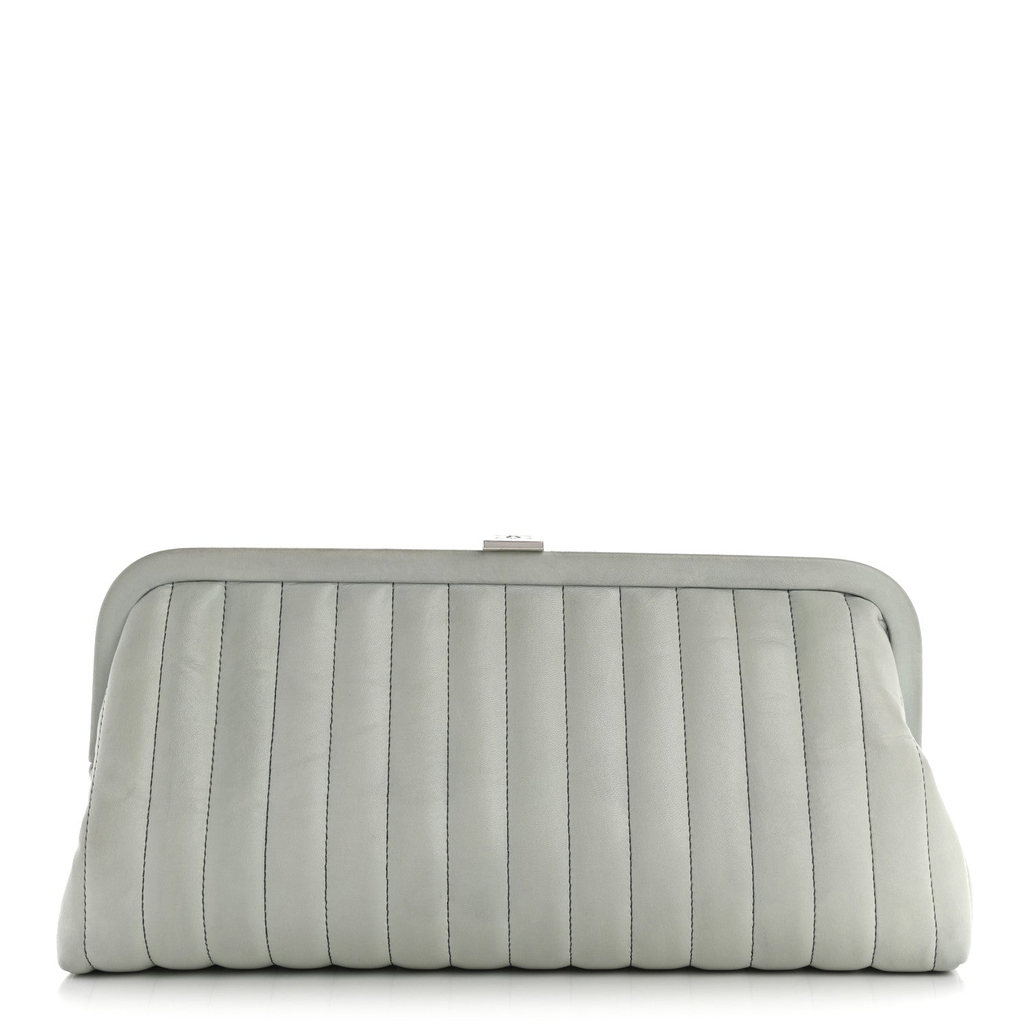 Lambskin Vertical Quilted Mademoiselle Clutch Light Green