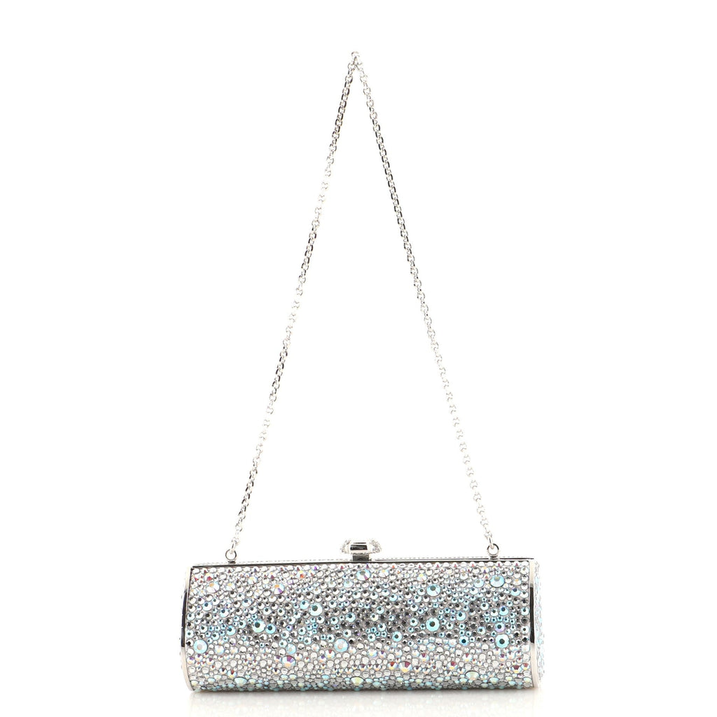 Chain Minaudiere Box Clutch Crystal Long