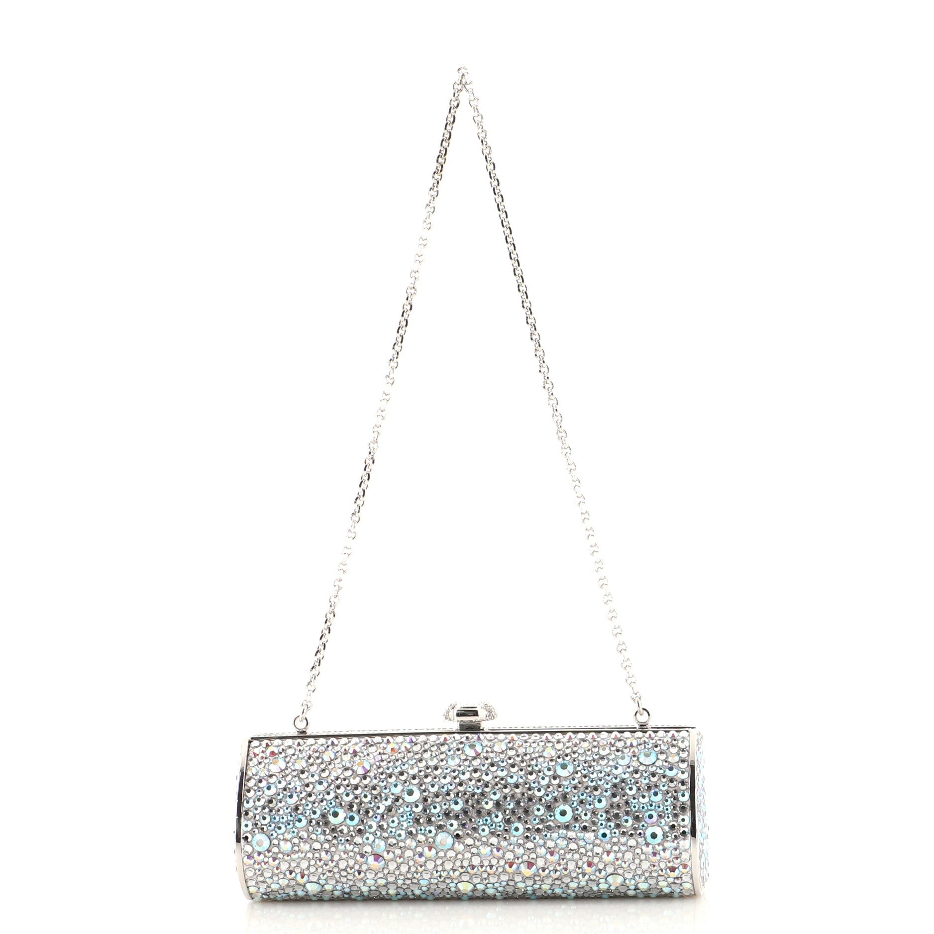 Chain Minaudiere Box Clutch Crystal Long