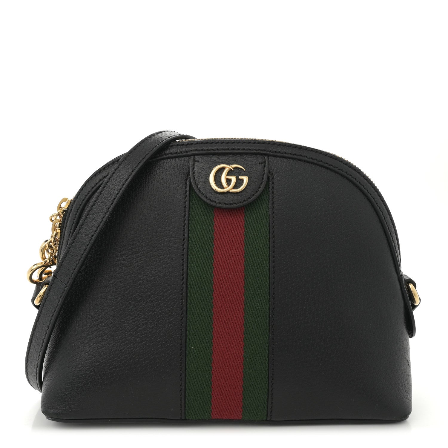 Calfskin GG Web Small Ophidia Dome Shoulder Bag Black