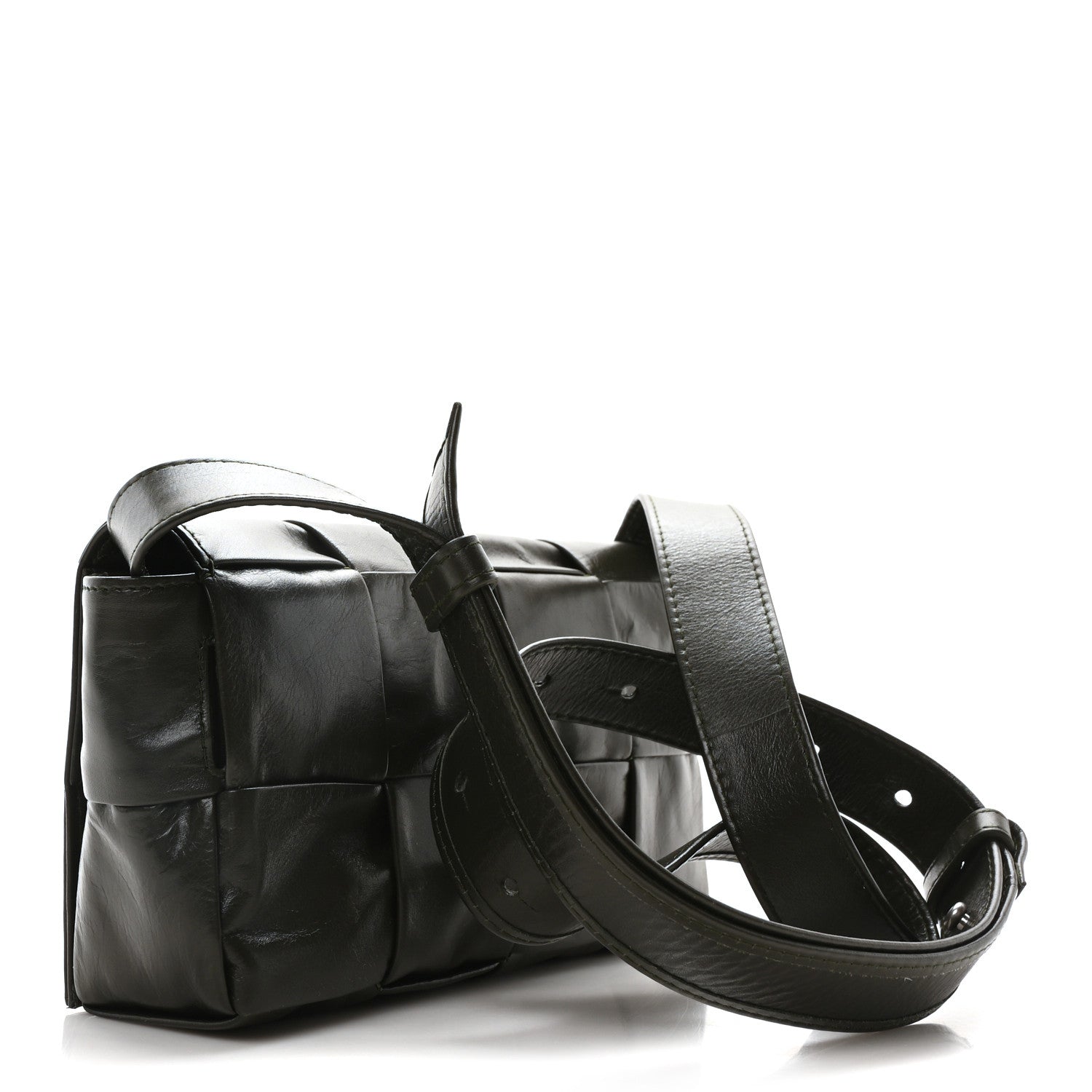 Paper Calfskin Intrecciato Cassette Belt Bag Crocodile