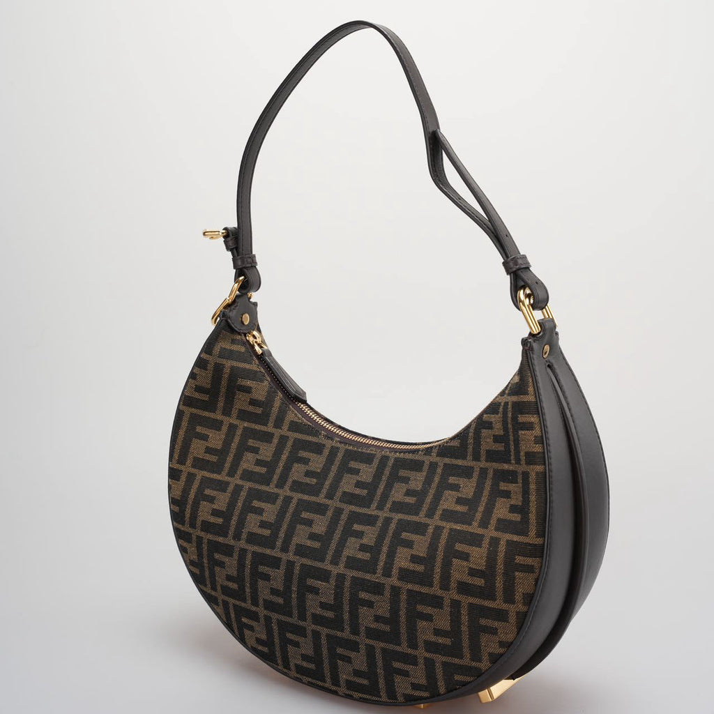 Fendi Graphy Small Brown FF Jacquard Fabric Bag