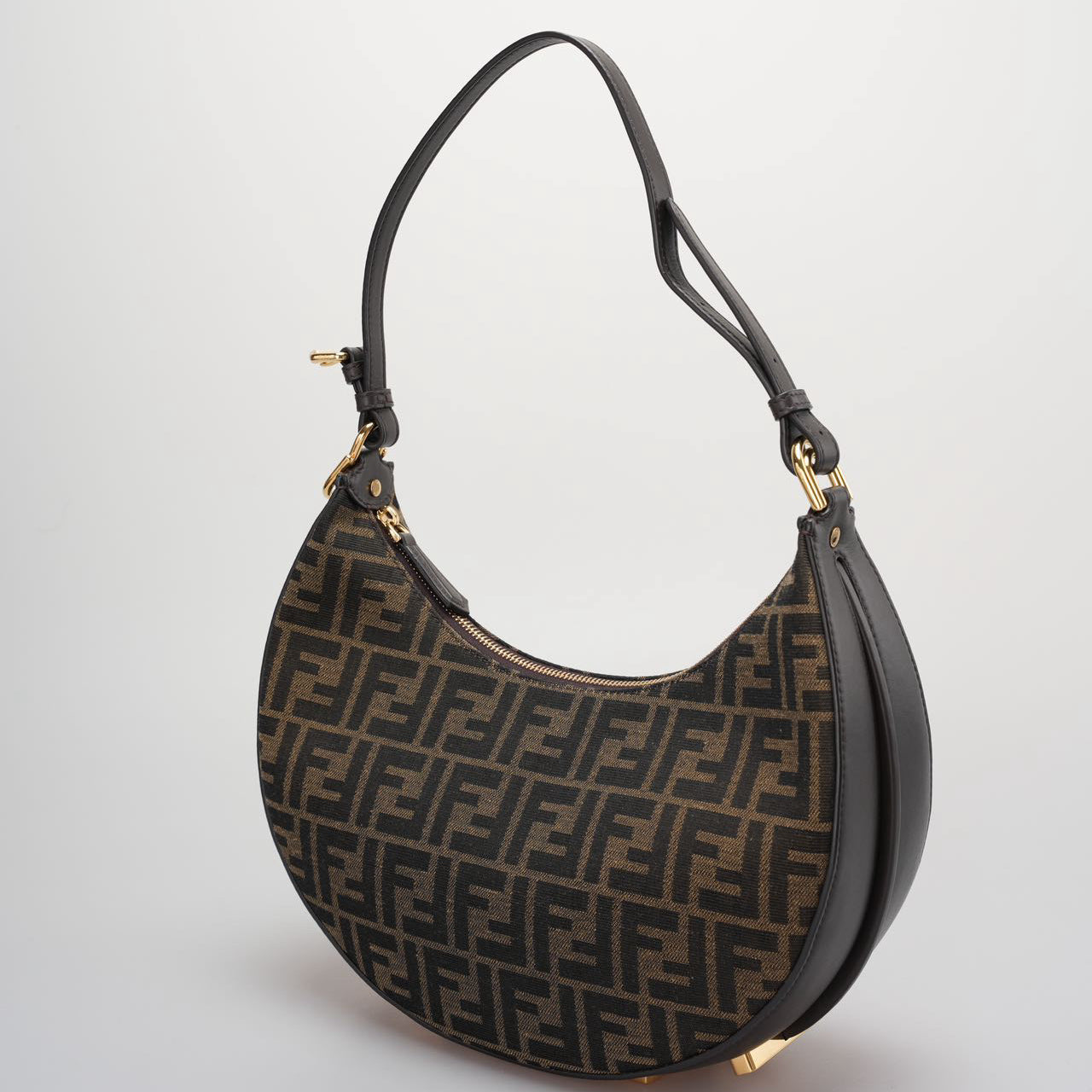Fendi Graphy Small Brown FF Jacquard Fabric Bag