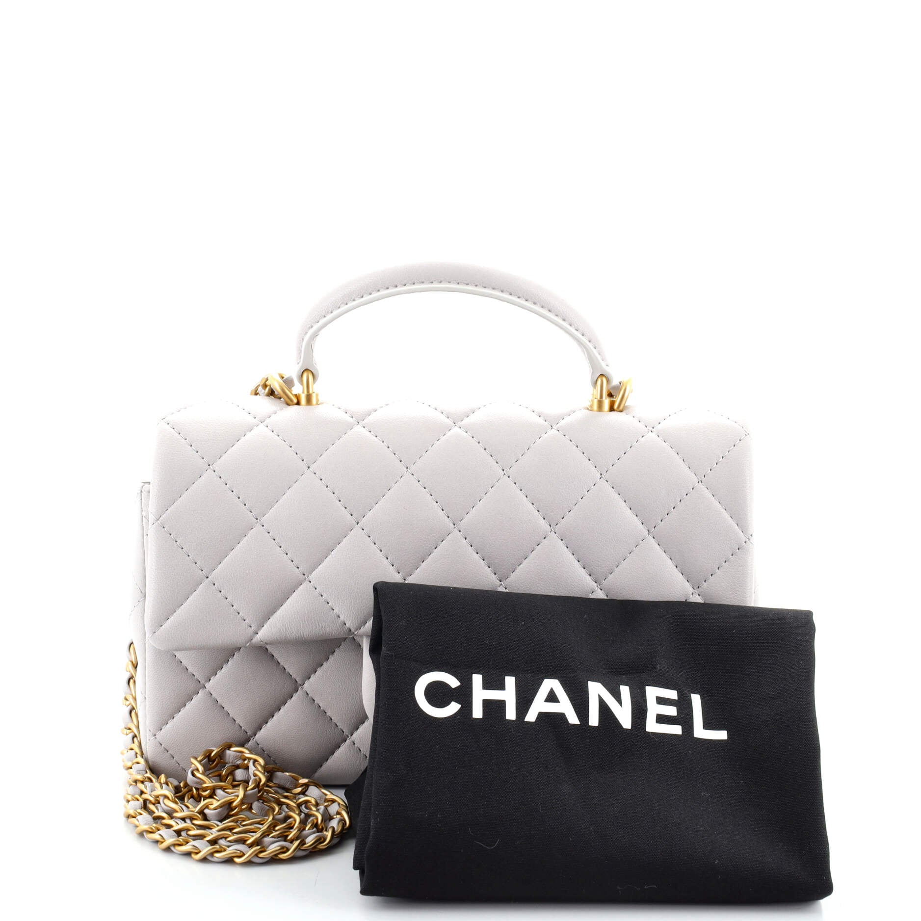 Classic Single Flap Top Handle Bag Quilted Lambskin Mini