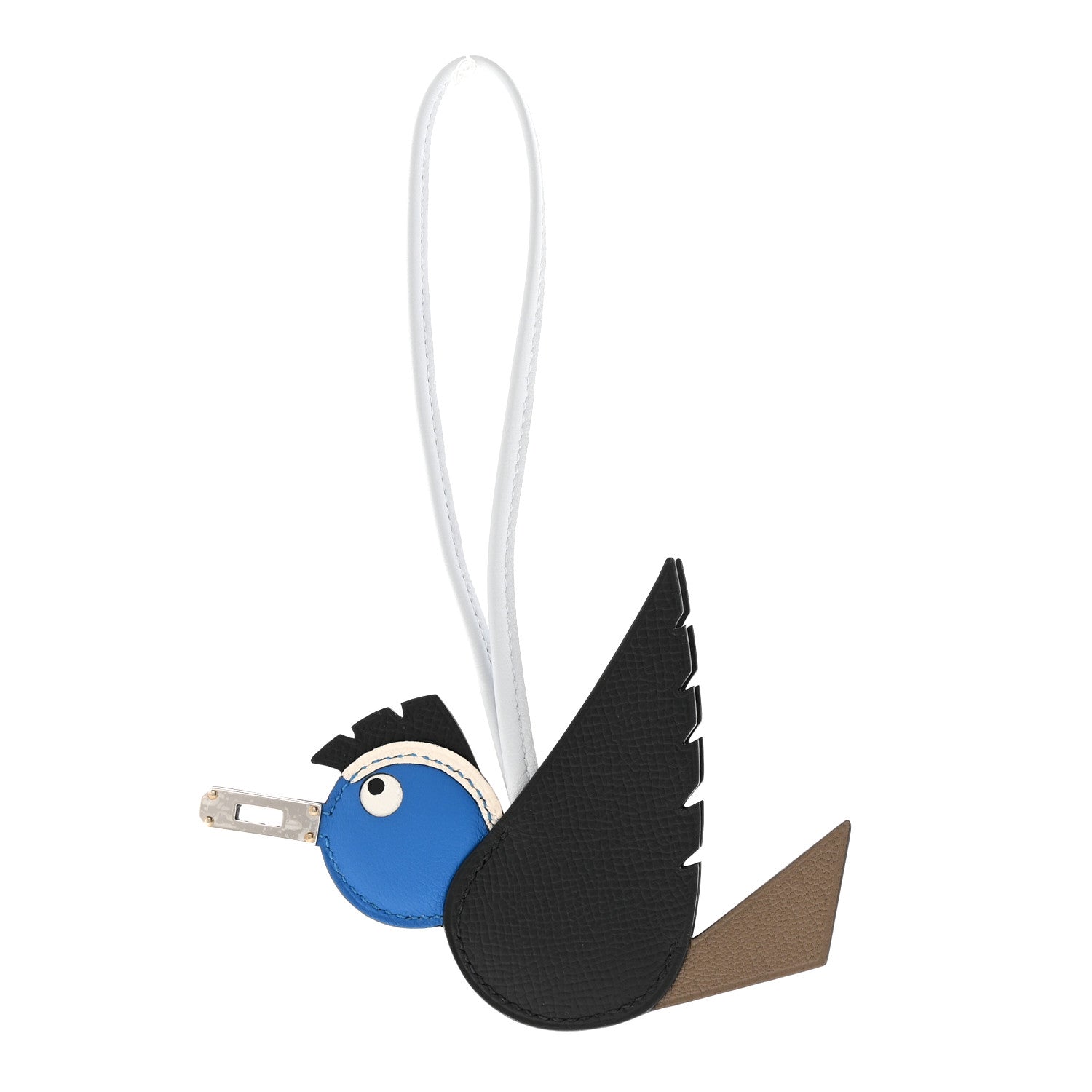 Epsom Swift Chevre Mysore Birdy Bag Charm Black Etoupe Bleu Hydra Bleu Brume
