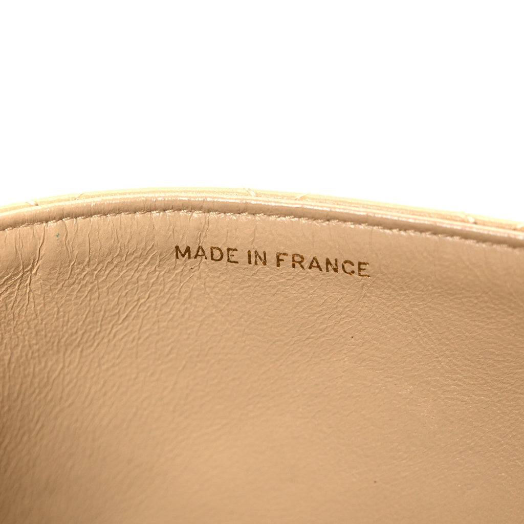 Lambskin Quilted Mini Square Flap Beige