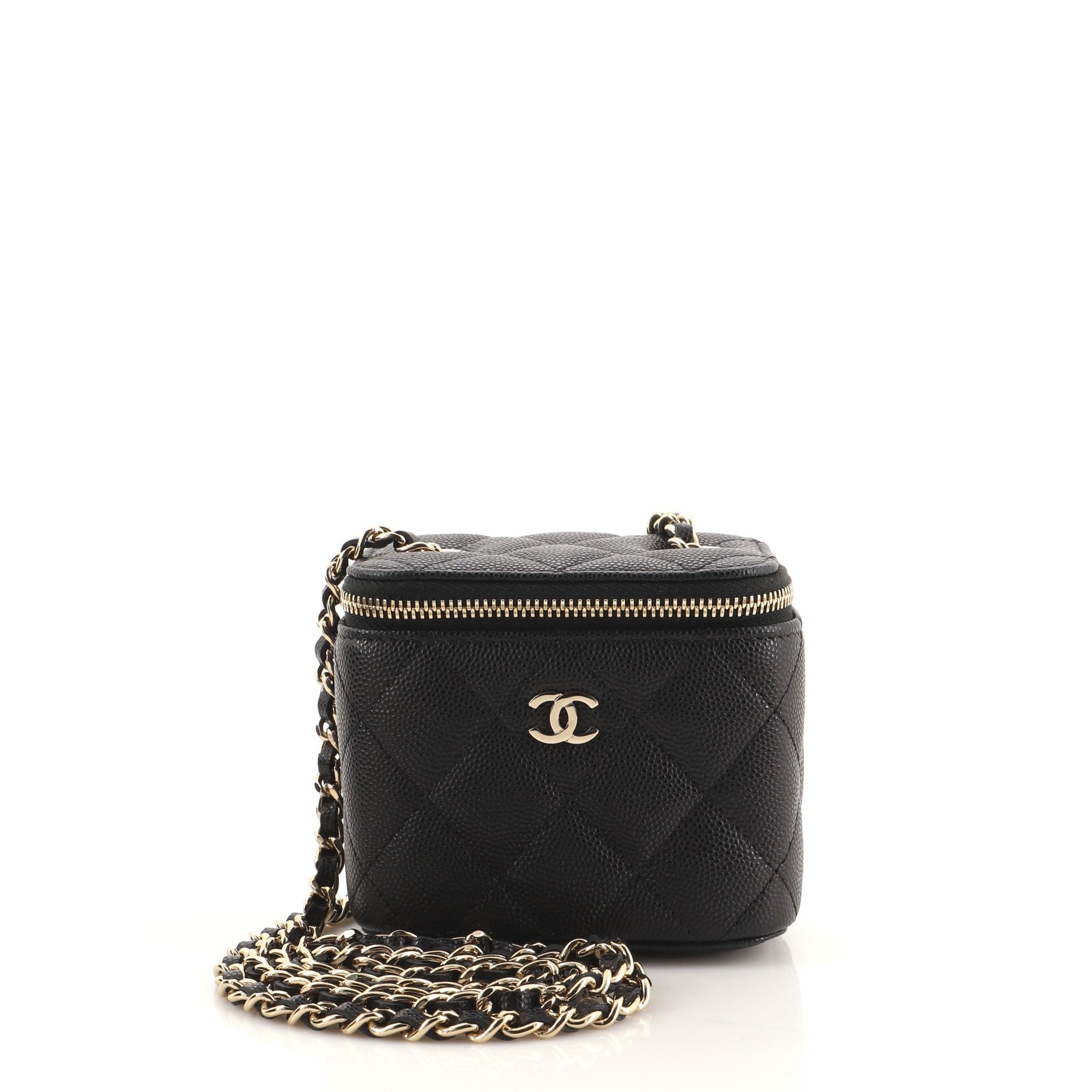 Classic Vanity Case with Chain Quilted Caviar Mini