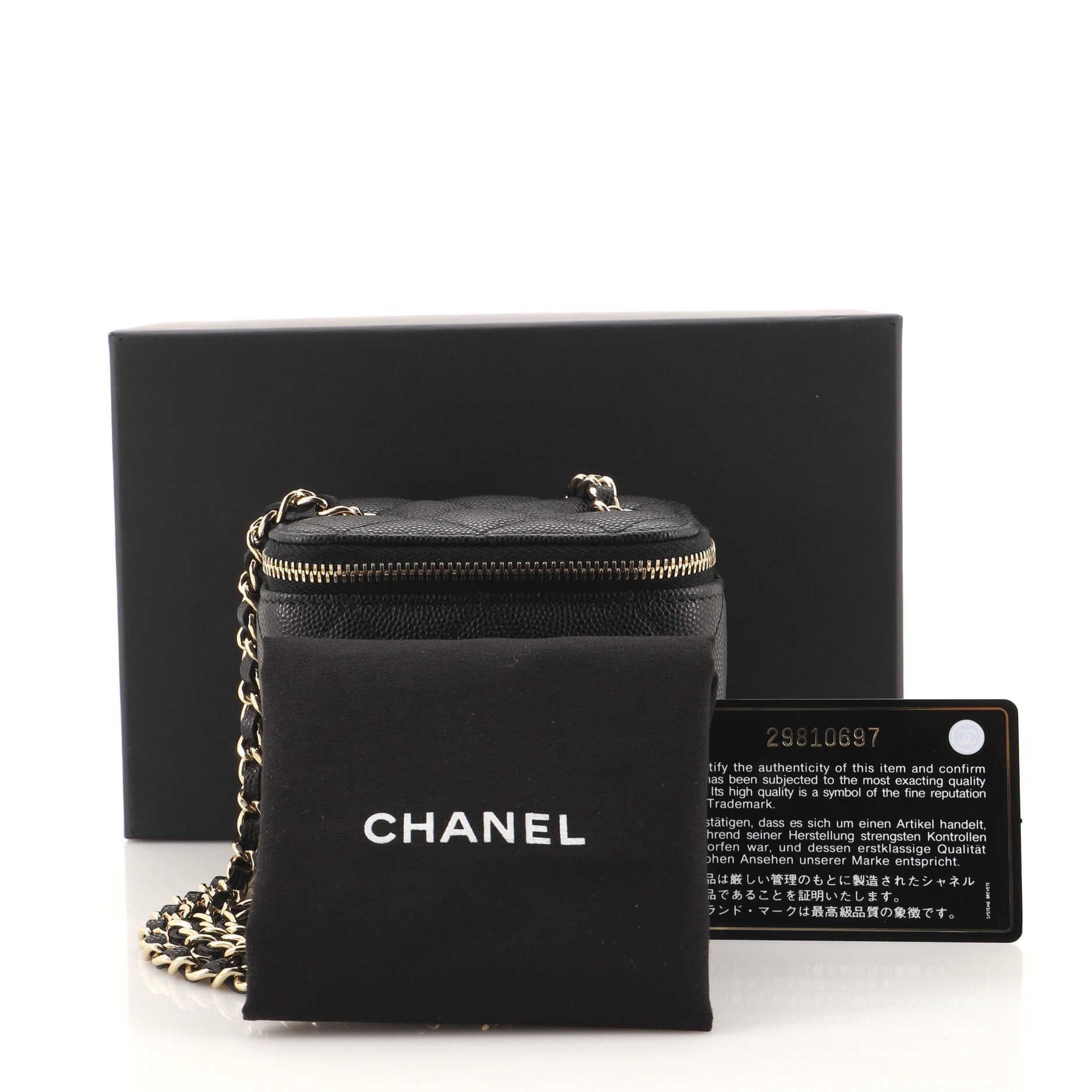 Classic Vanity Case with Chain Quilted Caviar Mini