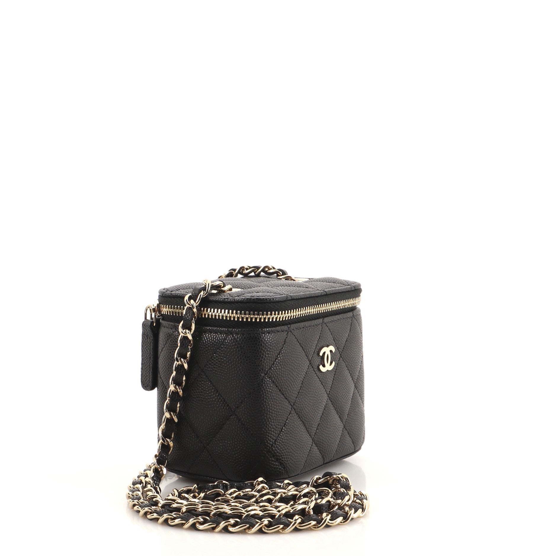 Classic Vanity Case with Chain Quilted Caviar Mini