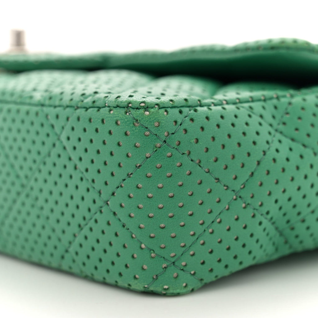 Lambskin Perforated East West Flap Green