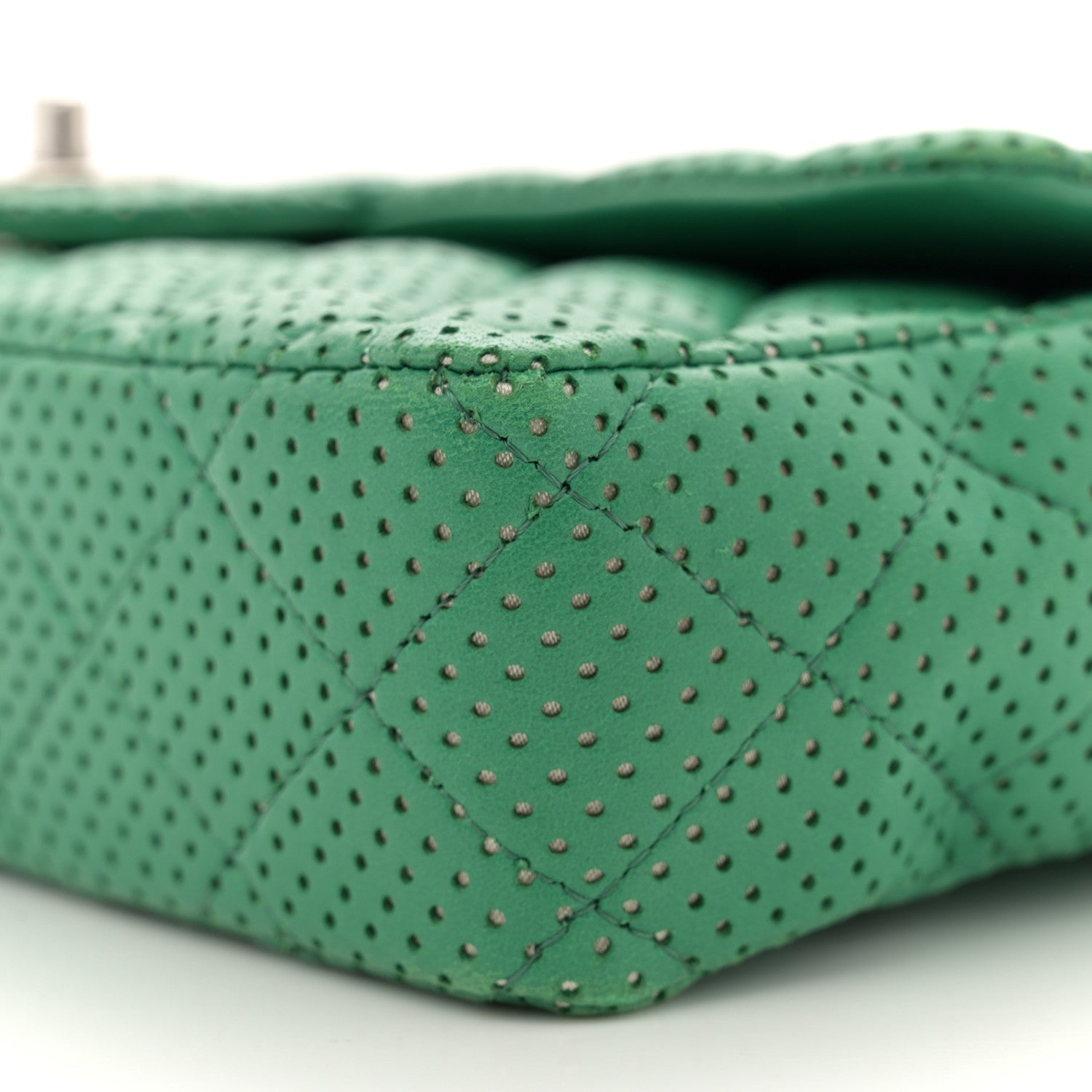 Lambskin Perforated East West Flap Green