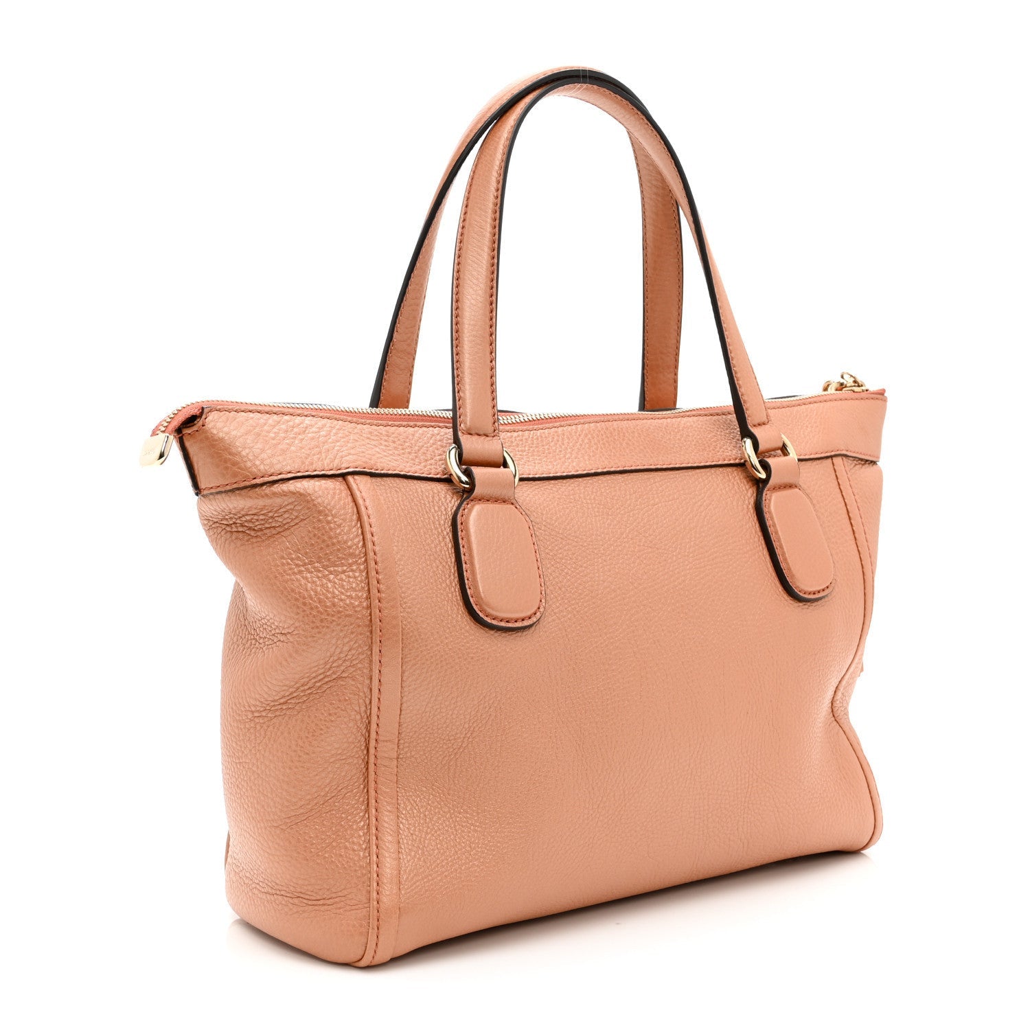 Metallic Pebbled Calfskin Small Soho Top Handle Bag Blush