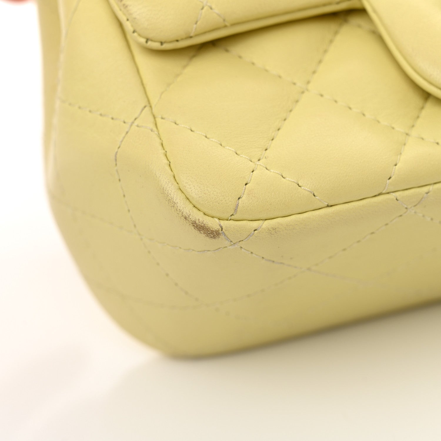 Lambskin Quilted Mini Square Flap Light Yellow