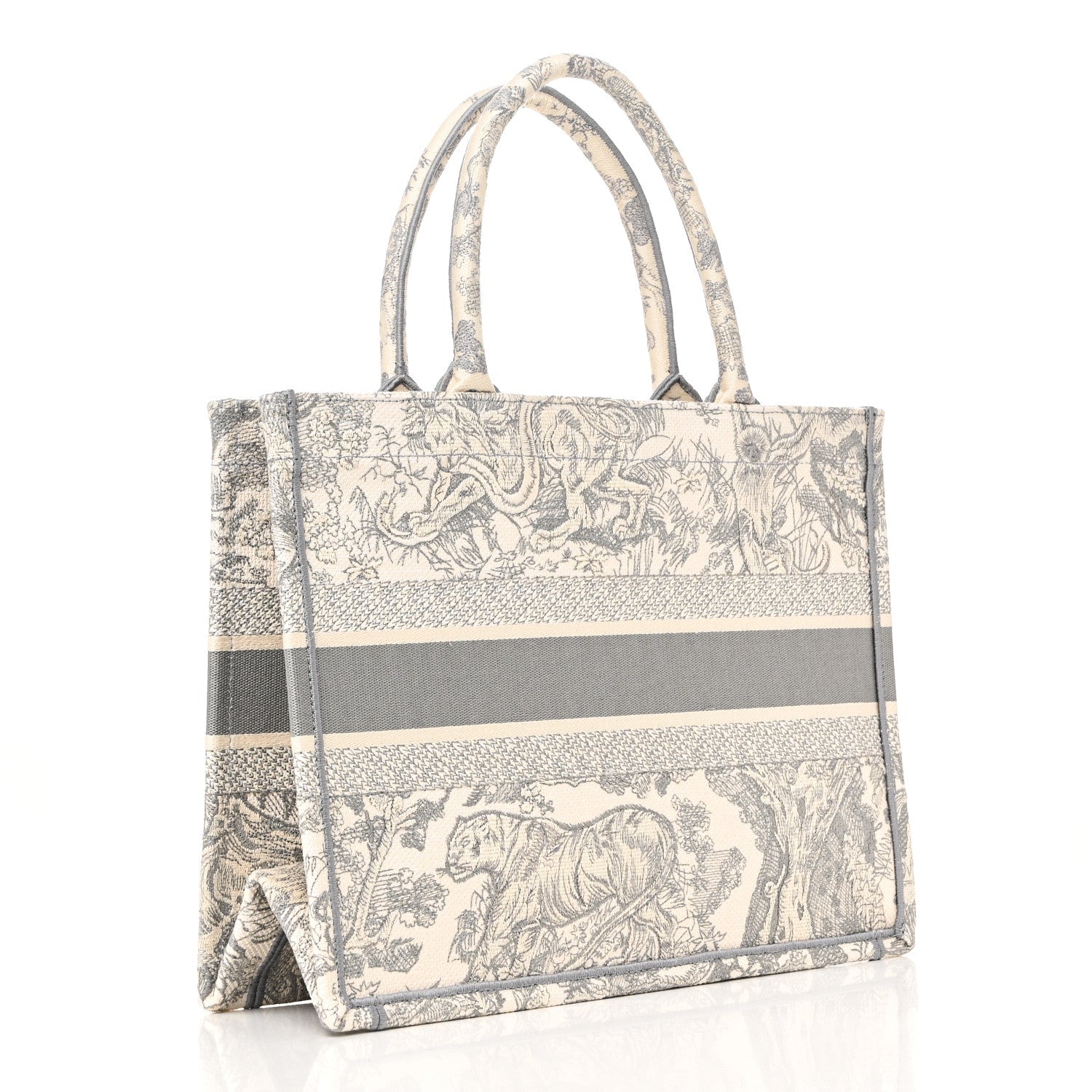Canvas Embroidered Medium Dioriviera Toile De Jouy Book Tote Gray