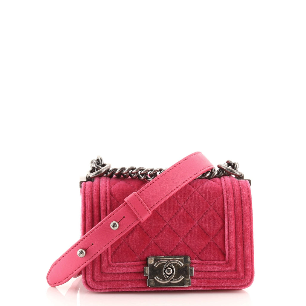 Boy Flap Bag Quilted Velvet Mini