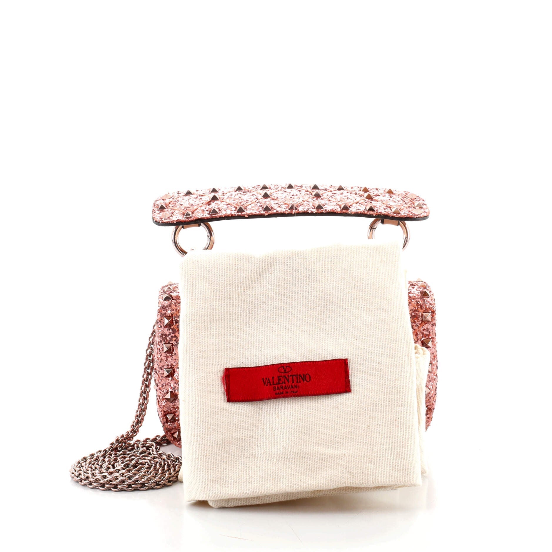 Rockstud Spike Flap Bag Quilted Glitter Leather Mini