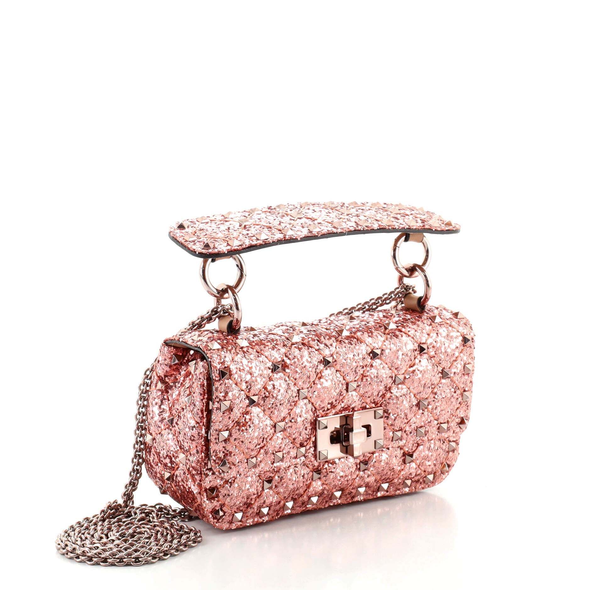 Rockstud Spike Flap Bag Quilted Glitter Leather Mini