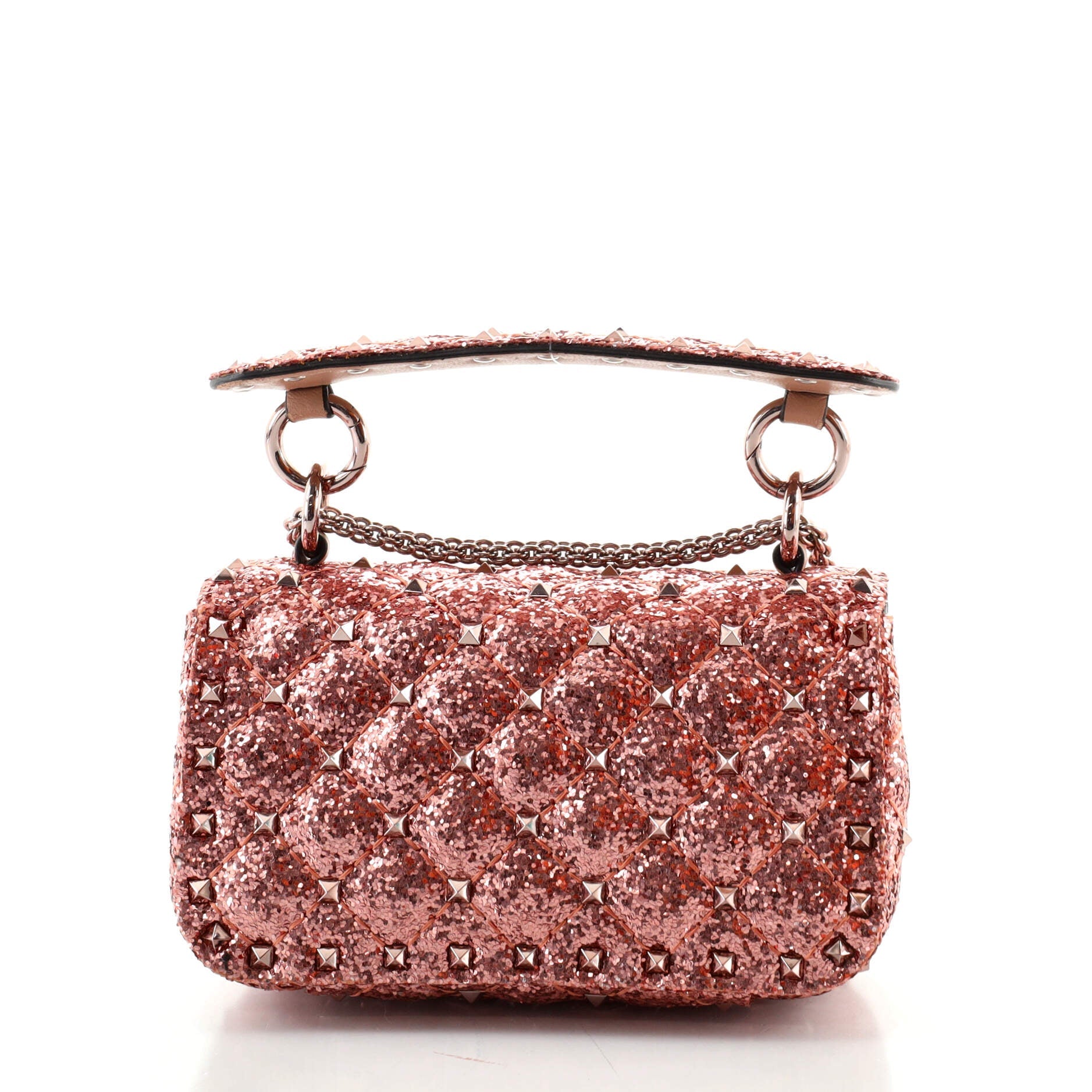 Rockstud Spike Flap Bag Quilted Glitter Leather Mini