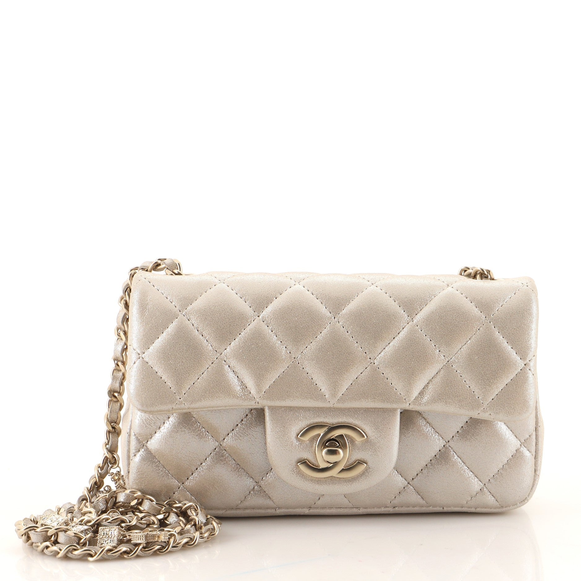 Crystal Dice Classic Single Flap Bag Quilted Iridescent Calfskin Extra Mini