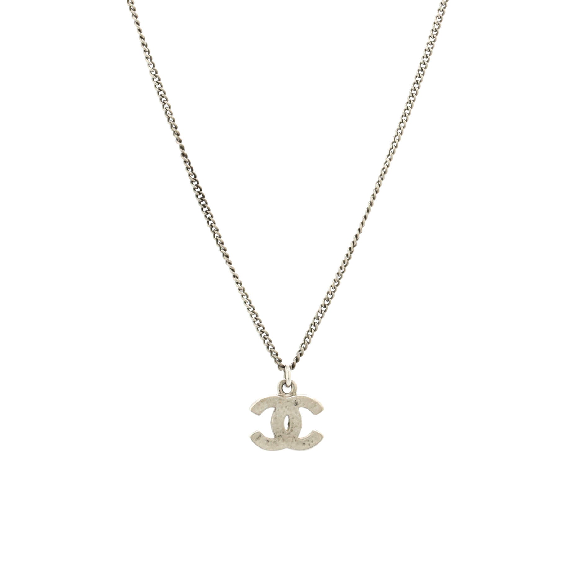 CC Long Pendant Necklace Crystal Embellished Metal