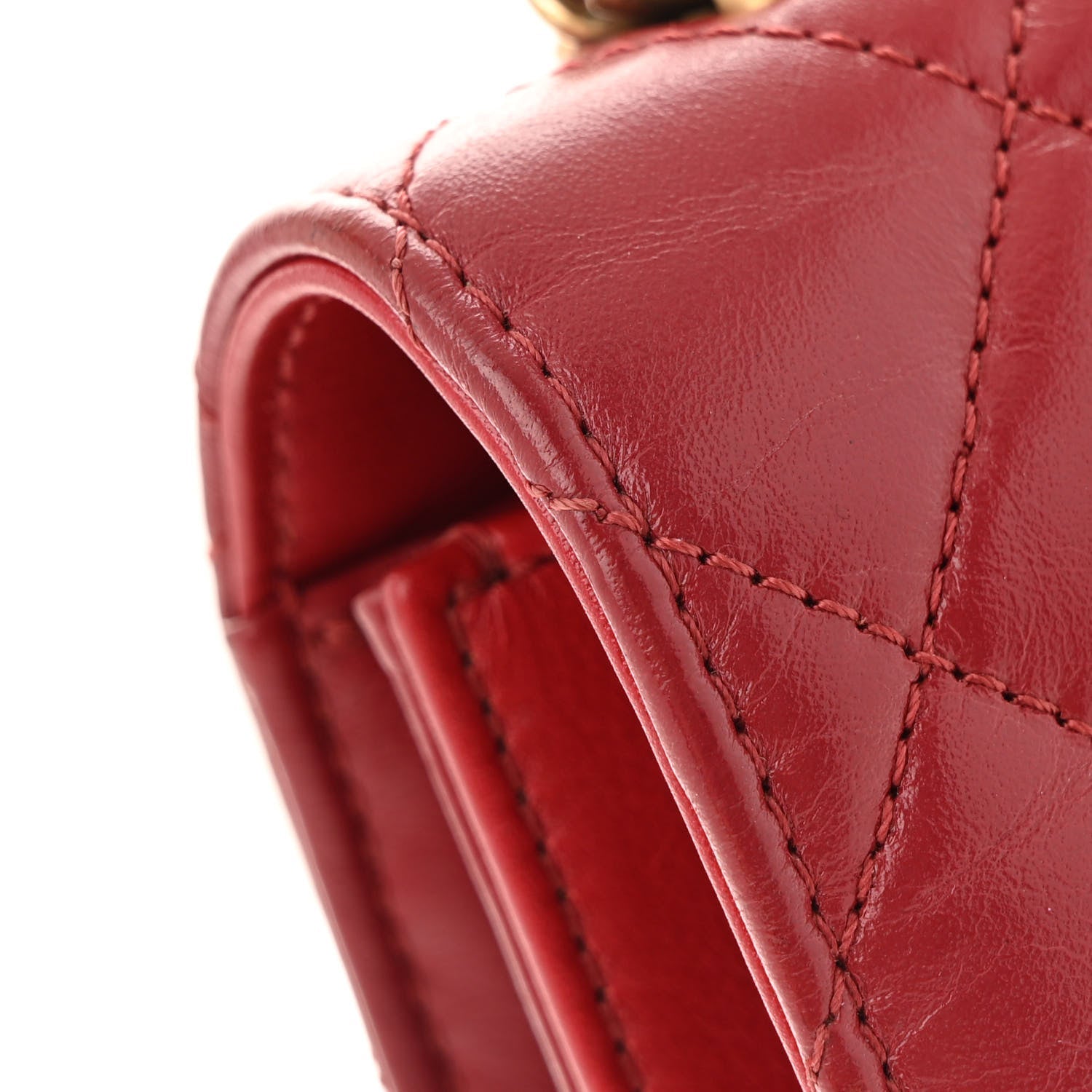 Calfskin Caviar Quilted Mini Chain Handle Flap  Red