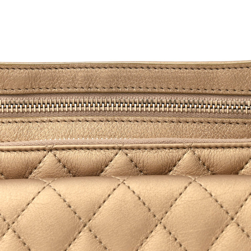 Metallic Calfskin Quilted Waist Bag Gold