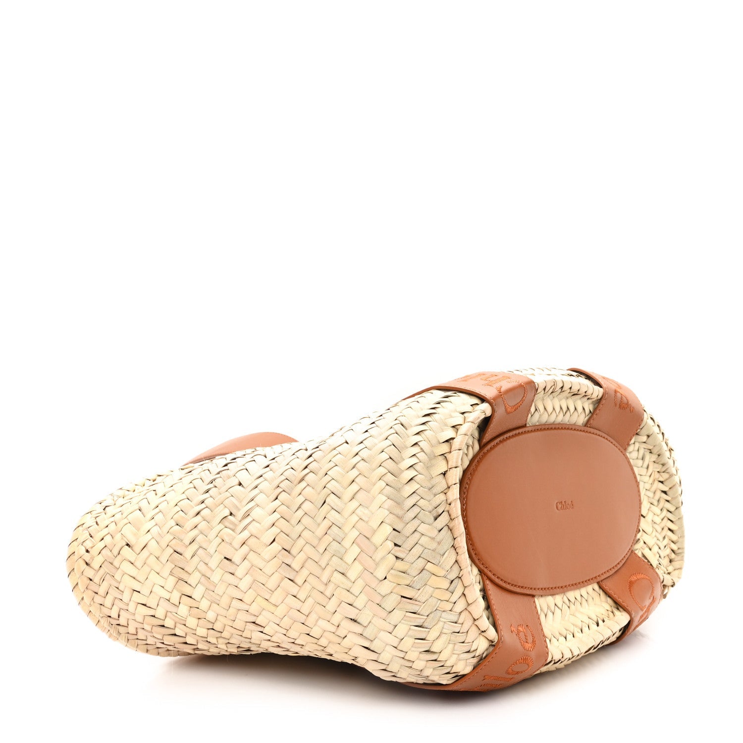 Raffia Smooth Calfskin Medium Sense Basket Caramel