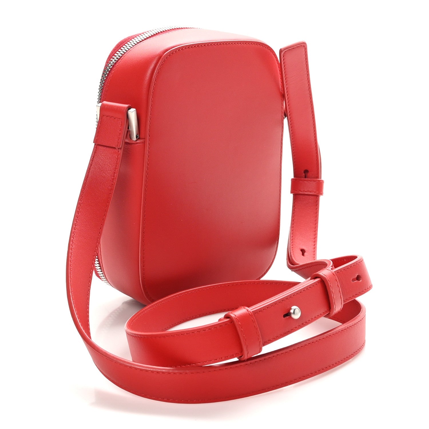 Calfskin Logo Embossed Crossbody Bag Flame Red
