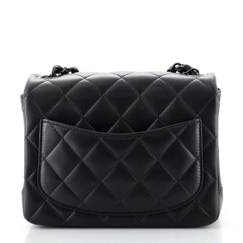 So Black Square Classic Single Flap Bag Quilted Lambskin Mini