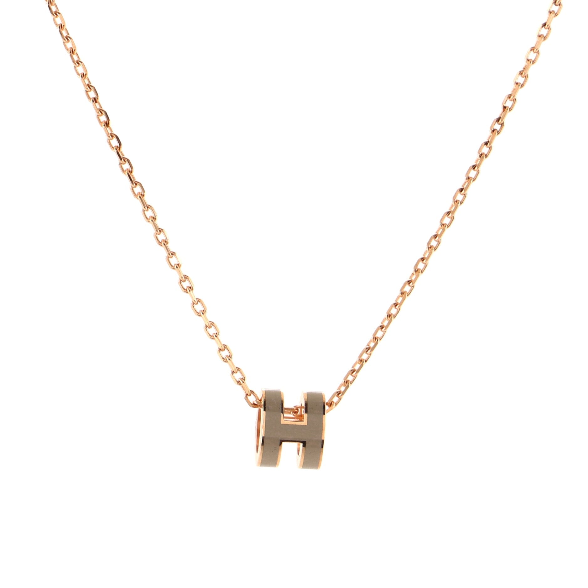 Pop H Pendant Necklace Metal and Enamel Mini