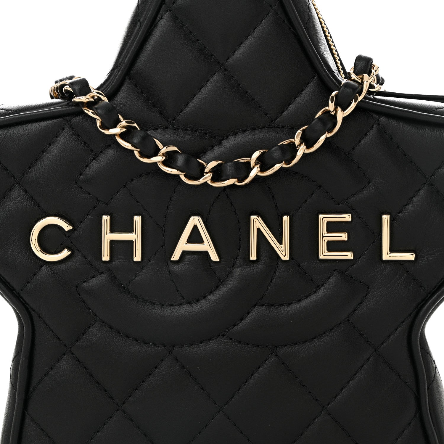 Lambskin Quilted Walk of Fame Star Bag Black