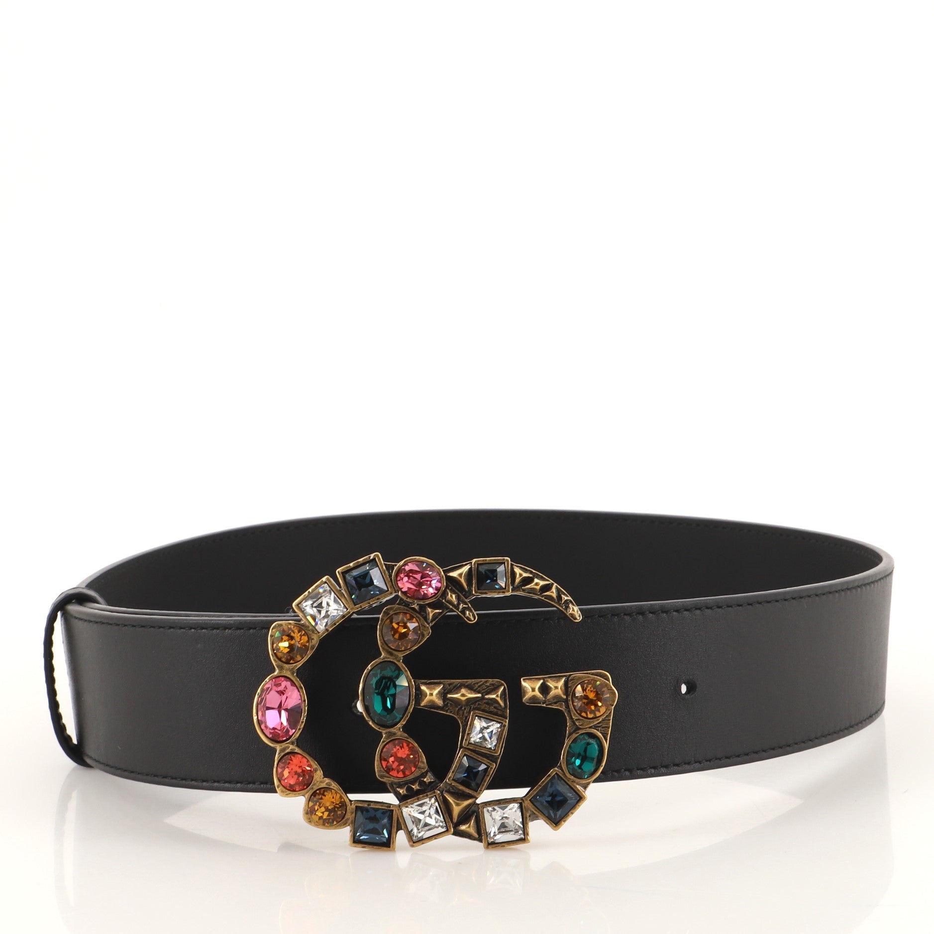 GG Marmont Belt Leather with Multicolor Crystals Wide 70