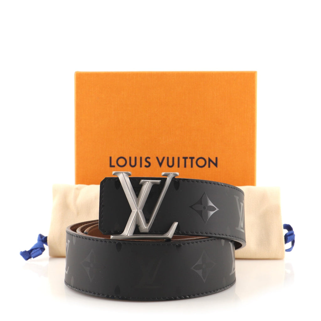 LV Initiales Reversible Belt Monogram Eclipse Calfskin Wide 90